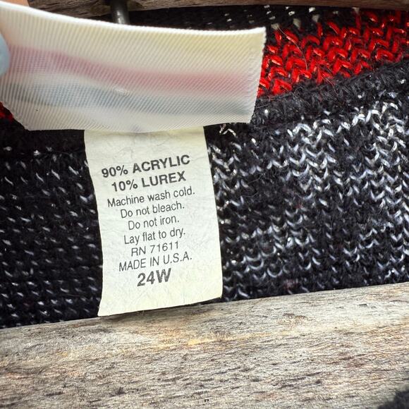 Vintage 90s Father Christmas Cabin in the Woods Winter Snowflake Sweater 24W - Picture 3 of 8